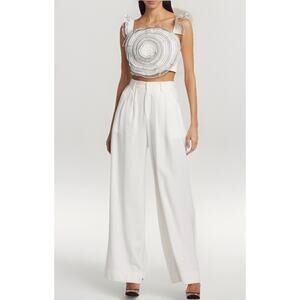 ELLIATT Joviality Rosette Crop Top White Ruffled CARRIE BRADSHAW Style Size S